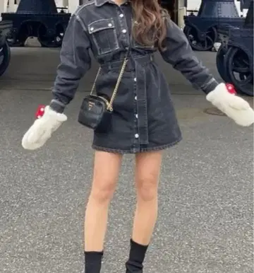 jouetie 프론트 버튼 미니 원피스 데님 원피스