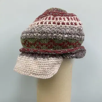 ca4la 카시라 네팔제 마 혼방 챙 달린 니트 모자 다색 뜨개질 디자인