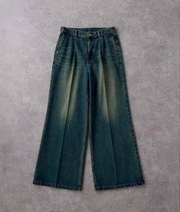 빈티지 메이 턱 플레어 데님 팬츠 인디고 블루