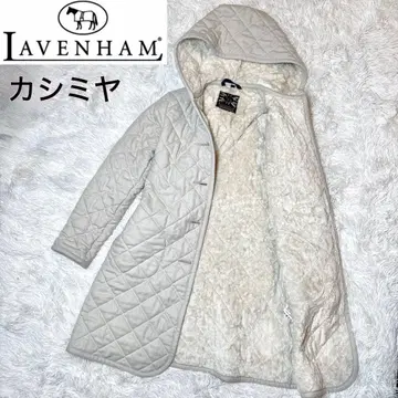 라벤햄 캐시미어 퀼팅 코트 보아 속기모 미들 기장 M 아이보리