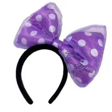 디즈니 리조트 미니 큰 리본 머리띠 보라색 퍼플