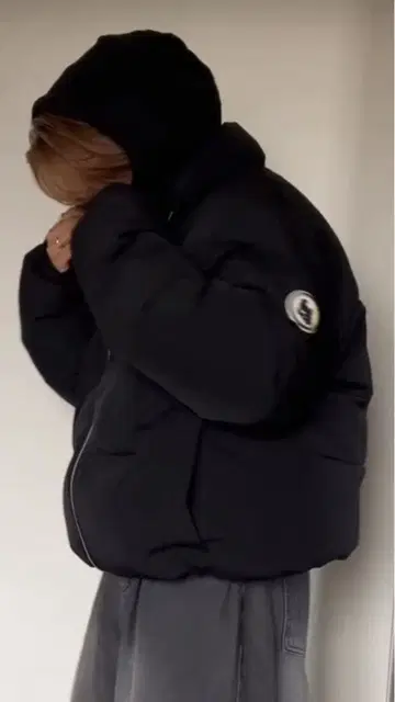 스냅 클럽 블루종 블랙 다운 자켓 지퍼 포함