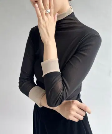 pierremantoux 튤 리버서블 하이넥 풀오버 S