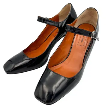 [ 새상품급 ] 오데뜨 앤 오딜 에나멜 스트랩 하이힐 블랙 24.0