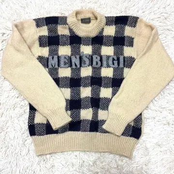 MEN'S BIGI 체크 무늬 니트 스웨터 여성용 남성용