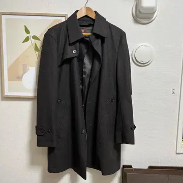 다크 브라운 체스터 코트 울 혼방