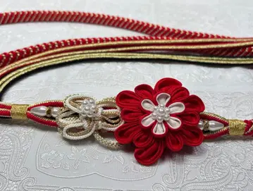 a-902 순수 실크 허리띠 후리소데 성인식 장식 매듭 츠마미세이카 꽃