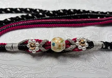 a-903 순수 실크 허리띠 후리소데 성인식 펄 꽃 장식 전사 구슬 벚꽃