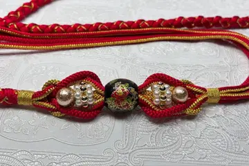 a-906 순수 실크 허리띠 후리소데 성인식 펄 장식 전사 구슬 동백