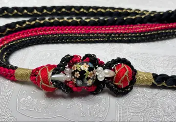 a-909 순수 실크 허리띠 후리소데 성인식 오다마키 전사 구슬 벚꽃