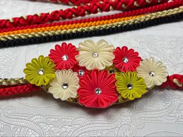 a-913 순수 실크 허리띠 후리소데 성인식 츠마미자이쿠 국화