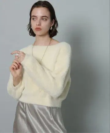 CADUNE 퍼라이크 미니 니트 화이트