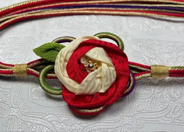 a-919 순수 실크 허리띠 후리소데 성인식 조립 끈 꽃 장식