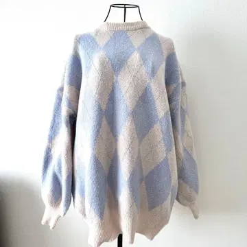 미셸 마카롱 아가일 니트 원피스