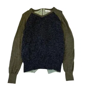 풀 트레팜 긴팔 니트 바이컬러 지퍼 달린 상의 M 울