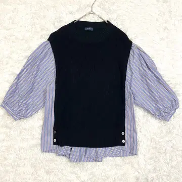 SHIPS 쉽스 니트 도킹 셔츠 스트라이프 블라우스 루즈핏