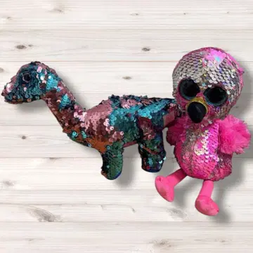 ty 플라밍고와 공룡 봉제 인형