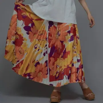 manana suerte 빈티지 프린트 플리츠 스커트