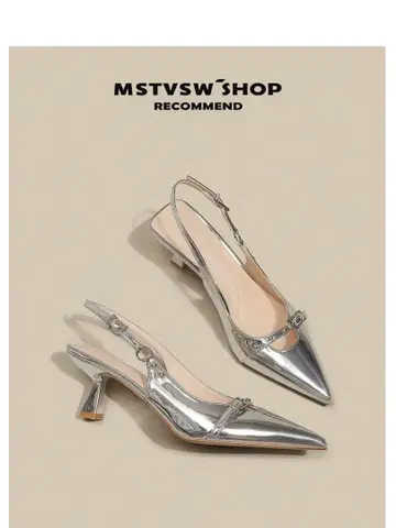 실버 메탈릭 스틸레토 하이힐