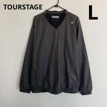 투어 스테이지 남성용 풀오버 윈드브레이커 블랙 체크 L