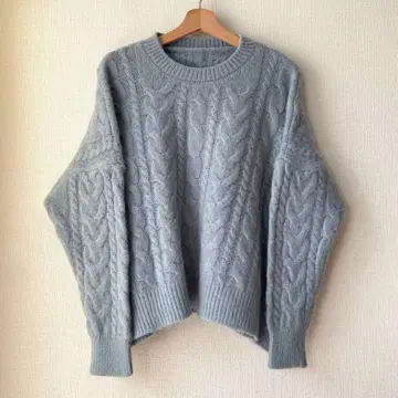 니트 스카이블루 긴팔 스웨터 한국