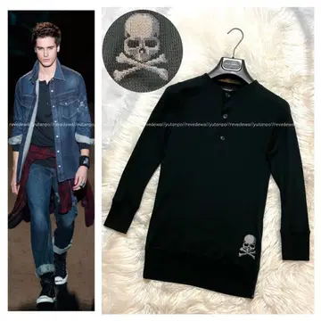 정품 명작 마스터마인드 스컬 헨리넥 니트 스웨터 블랙 XS