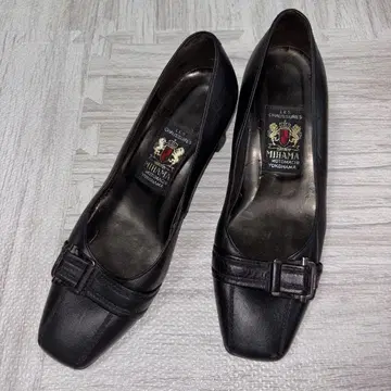 MIHAMA 미하마 펌프스 24cm 블랙 천연 가죽 일본제 벨트 포함