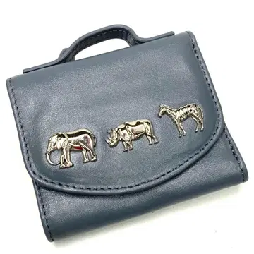 레어 미사용 이아파피요네 애니멀 부품 미니 지갑 3단 폴더형 지갑 블루