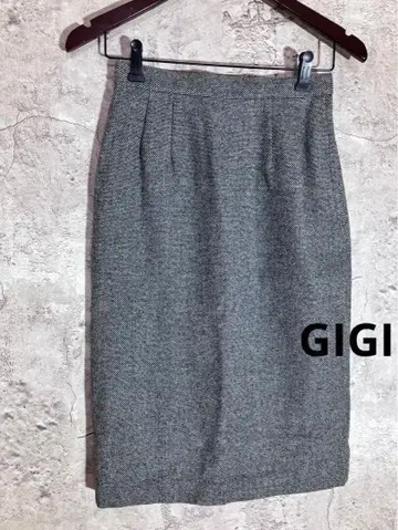 GIGI 울 캐시미어 혼방 백 슬릿 무릎 기장 타이트 스커트 일본제