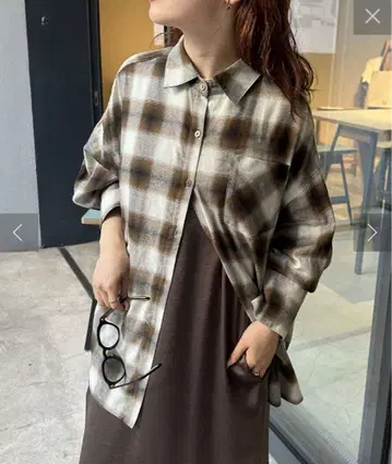 mystic 체크 셔츠 브라운 체크 무늬 mline