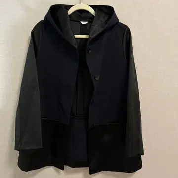 IENA 후드 부착 네이비 자켓 블루종 코트 스트레치 소재