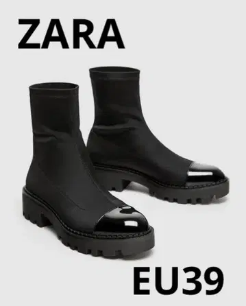 zara 트랙 밑창 숏부츠 블랙 스트레치 삭스 EU39