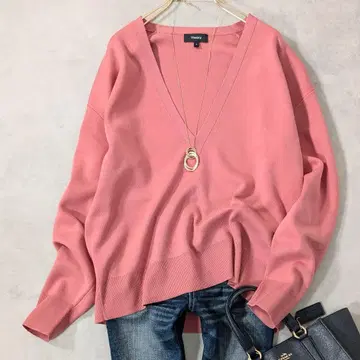 새상품급 띠어리 코튼 실크 혼방 딥 V넥 풀오버 theory