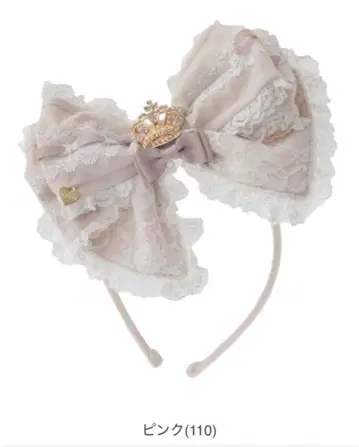 LIZLISA 도리 레이스 리본 머리띠 핑크