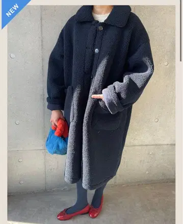 미안느 보아코트 Girlish Boa Long Coat