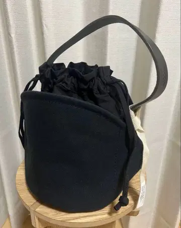 앙크 보 캔버스 복조리형 가죽 핸들 핸드백 미사용 새상품