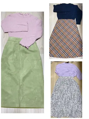 새상품급*빅 사이즈 묶음 판매*페미닌 코디 스커트 니트 상의