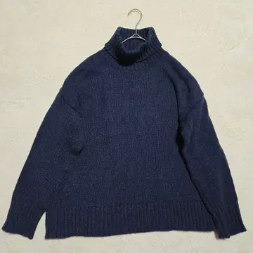 마슈 카슈 하이넥 긴팔 니트 블루