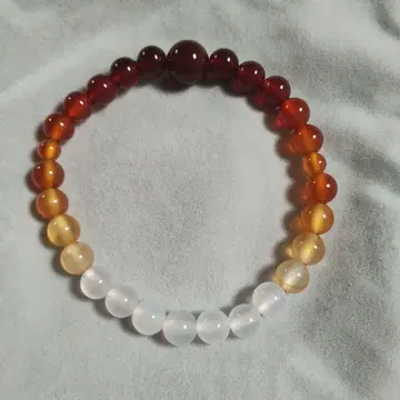 빨간 마노 화이트 마노 그라데이션 팔찌