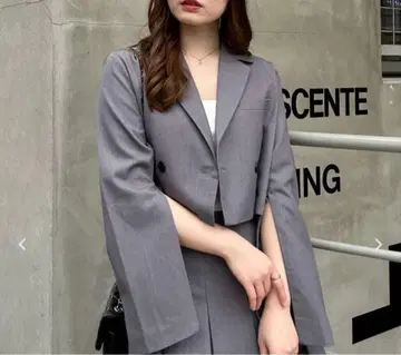 올리브 데 올리브 그레이 테일러드 크롭 자켓