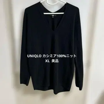 UNIQLO 캐시미어 100% V넥 블랙 XL 사이즈 새상품급