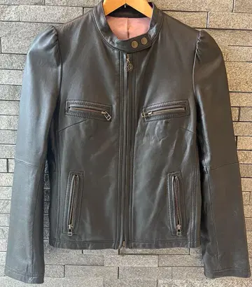 블랙 가죽 라이더 자켓