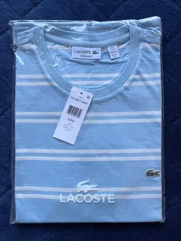 LACOSTE 스트라이프 T셔츠 M 사이즈 스카이블루