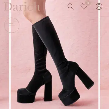 거의 새상품 Darich 울트라 스트레치 가죽 롱 부츠 S 사이즈 블랙