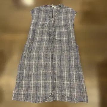 리플래티 쉽스 린넨 원피스 인디고 네이비 나염