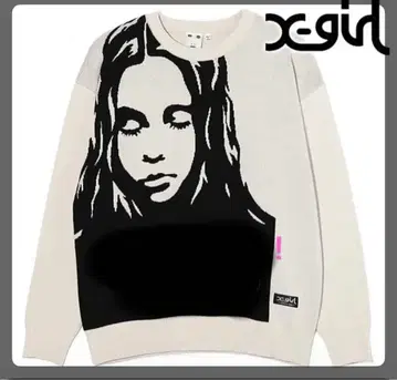 x-girl 얼굴 프린트 긴팔 니트