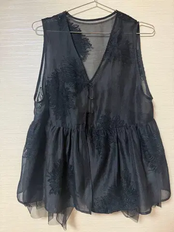 LEPSIM 시어 자수 모듬 슬리브리스 블라우스