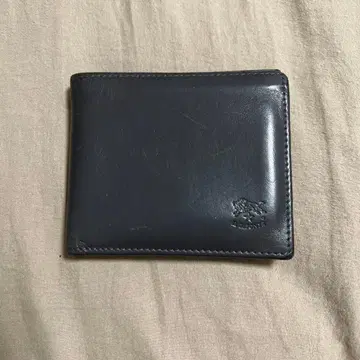 가죽제 다크 블루 접이식 지갑 일비종떼