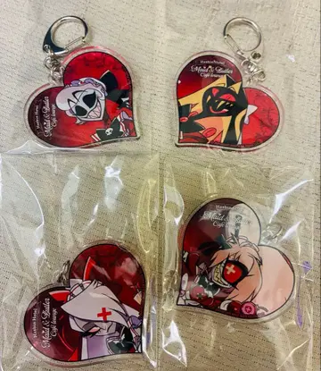 해즈빈 호텔 x 애니메이트 카페 하트형 아크릴 키링 4개 세트