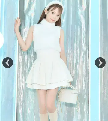 Michelle macaron 트위드 치마바지 화이트